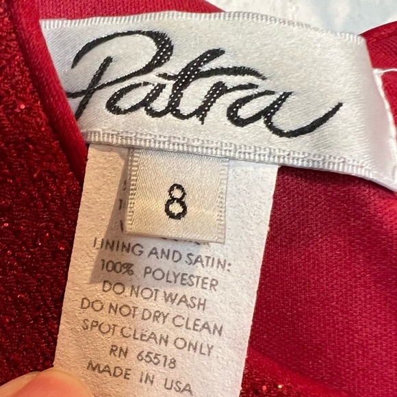 330. Patra Womens Red Holiday Formal Wedding Long Sparkly Sleeveless Dress - Picture 7 of 8